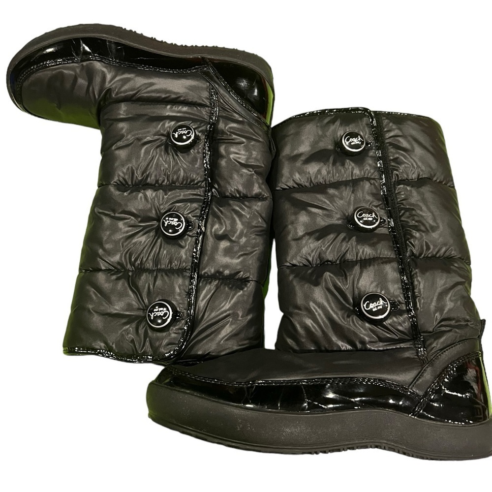 Coach Polina Black Nylon Puffy Boots - SIZE 7.5 - Picture 2 of 10